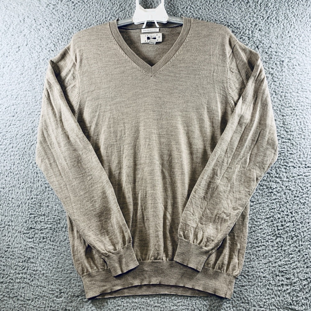 Joseph Abboud Sweater Men's Long Sleeve  V-Neck Extra Fine Merino‎ Wool Brown XL